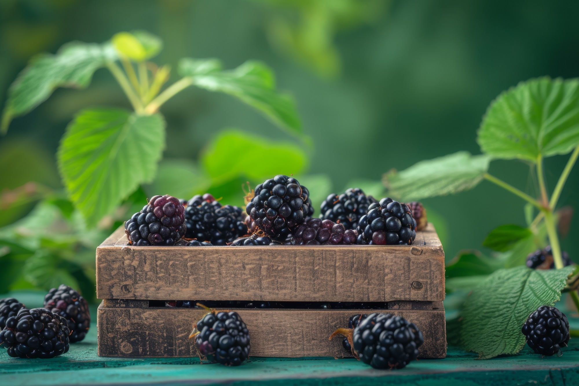 blackberry-harvest-wooden-crate-outdoors